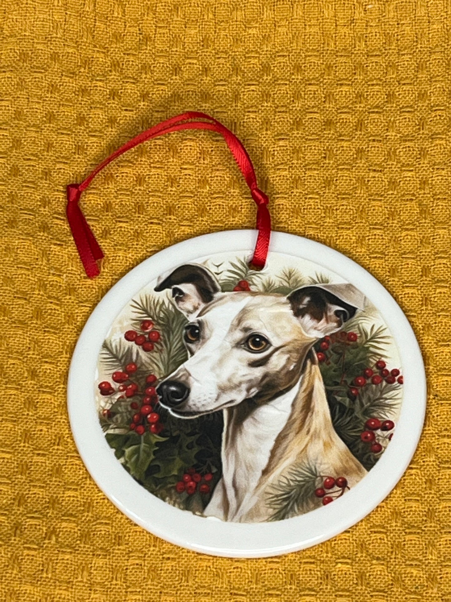 Whippet Christmas ornament