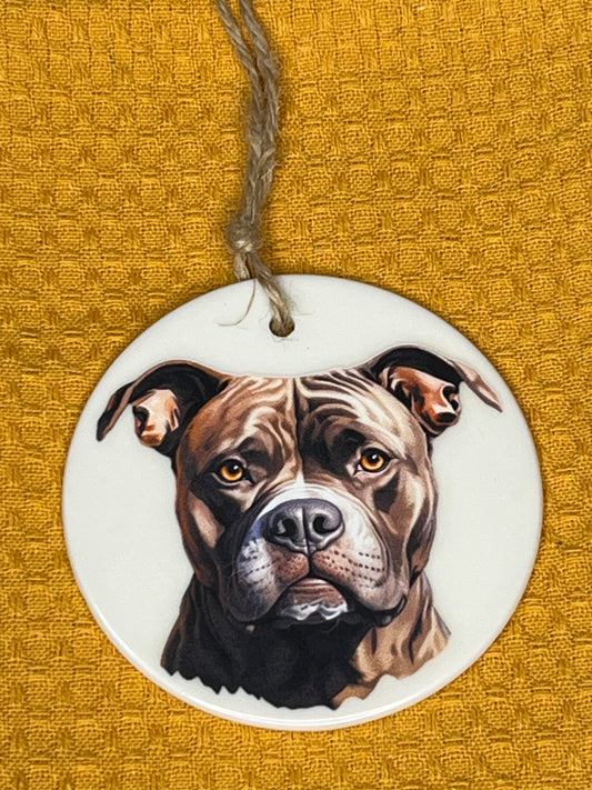 Staffordshire terrier ceramic ornament