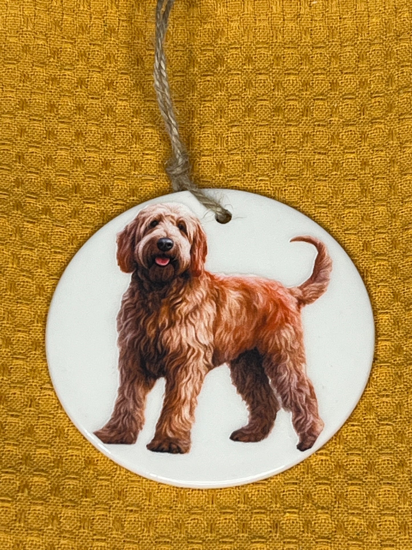 Golden doodle ceramic ornament