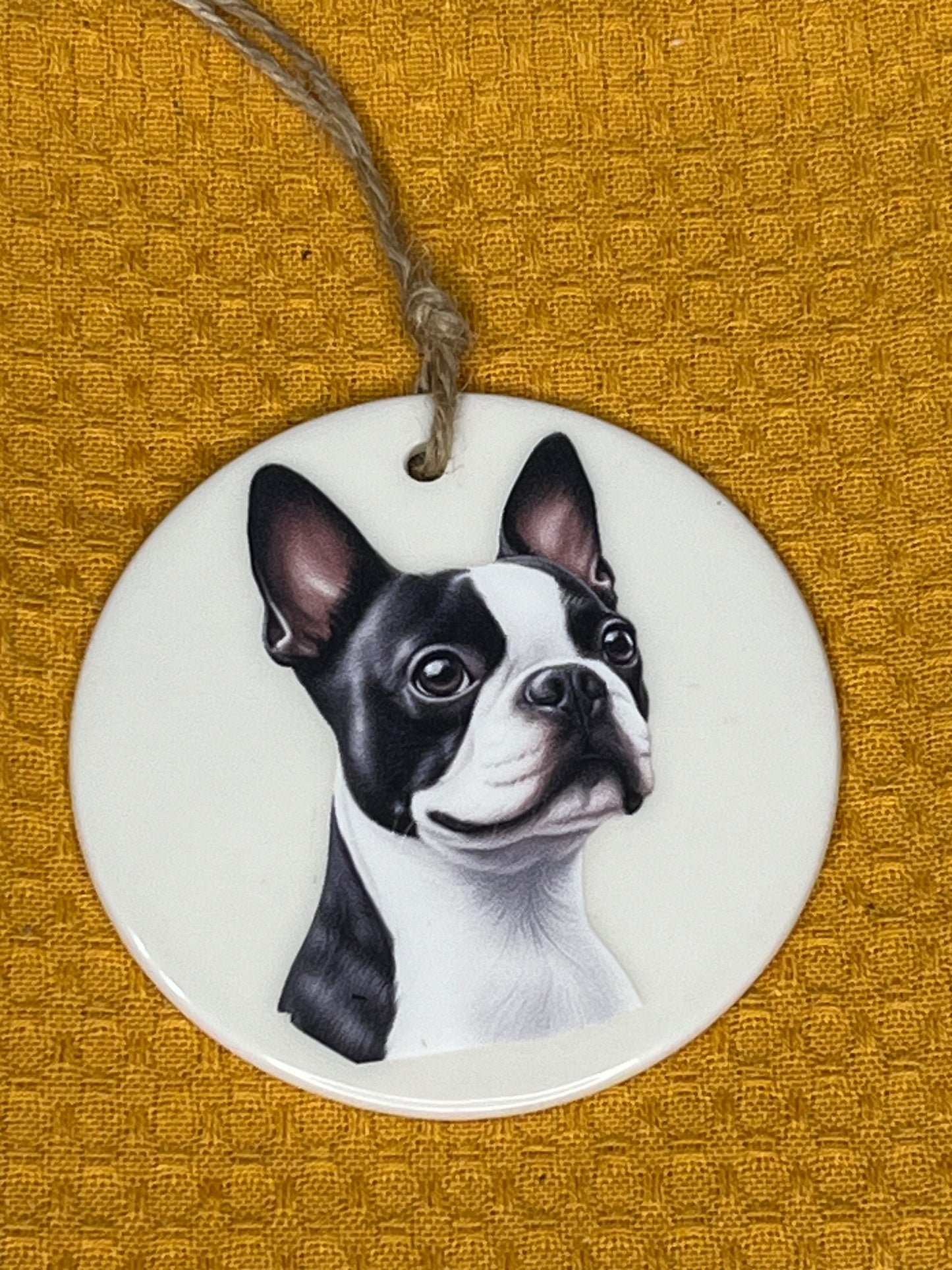 Boston terrier ceramic ornament