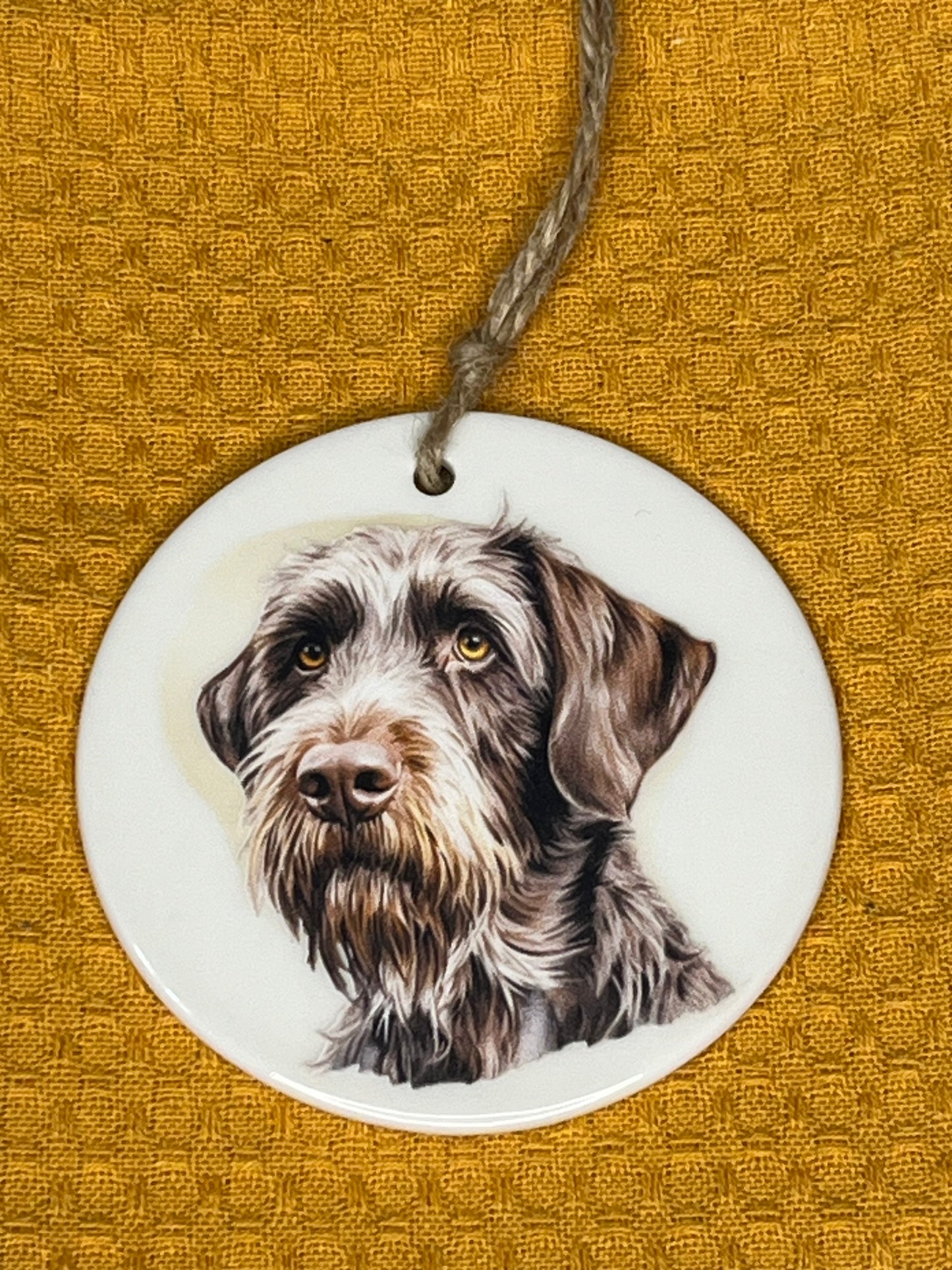 German wire haired pointer ceramic ornament