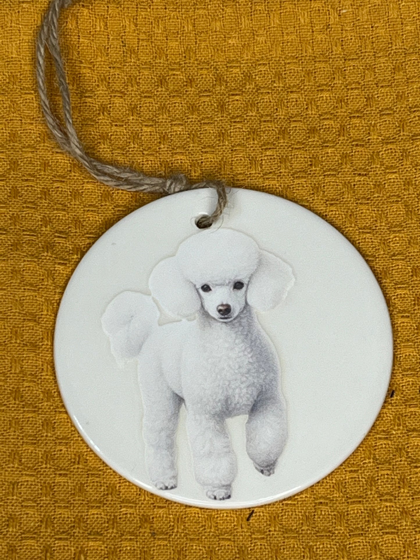 Toy poodle (White)ceramic ornament