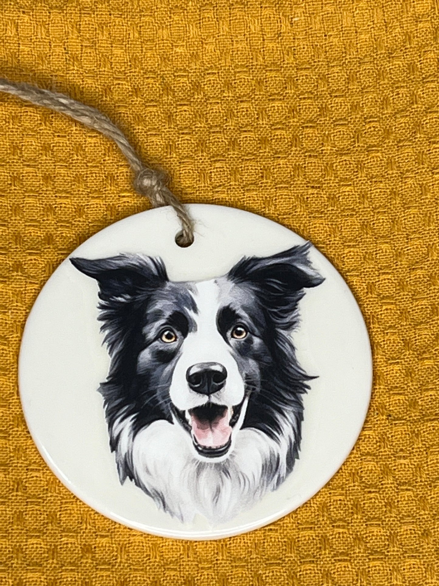 Border collie ceramic ornament