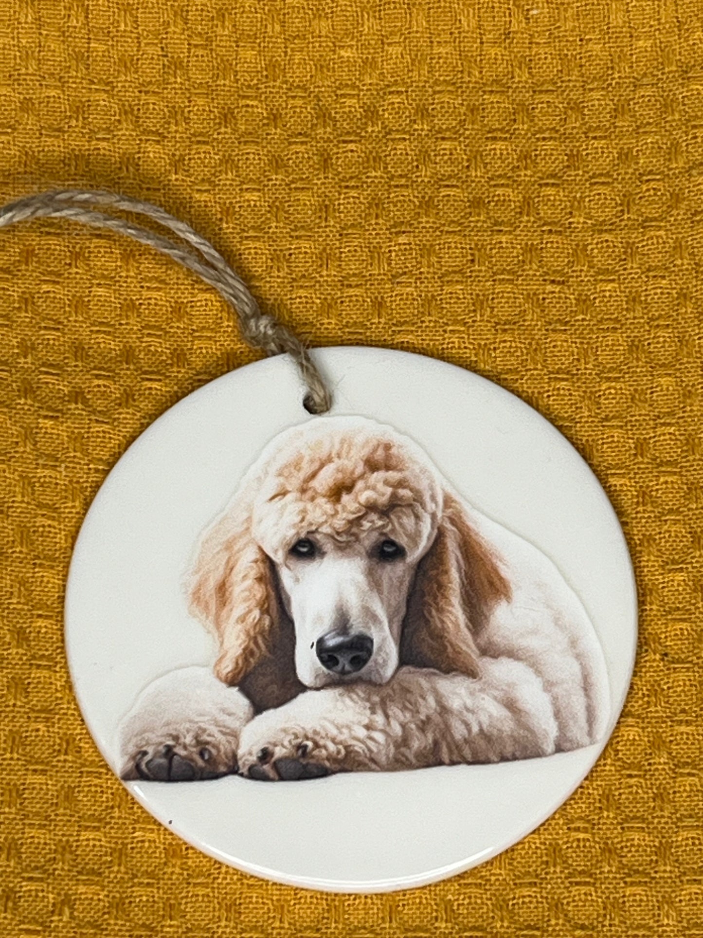 Standard poodle (Creme) puppy ceramic ornament