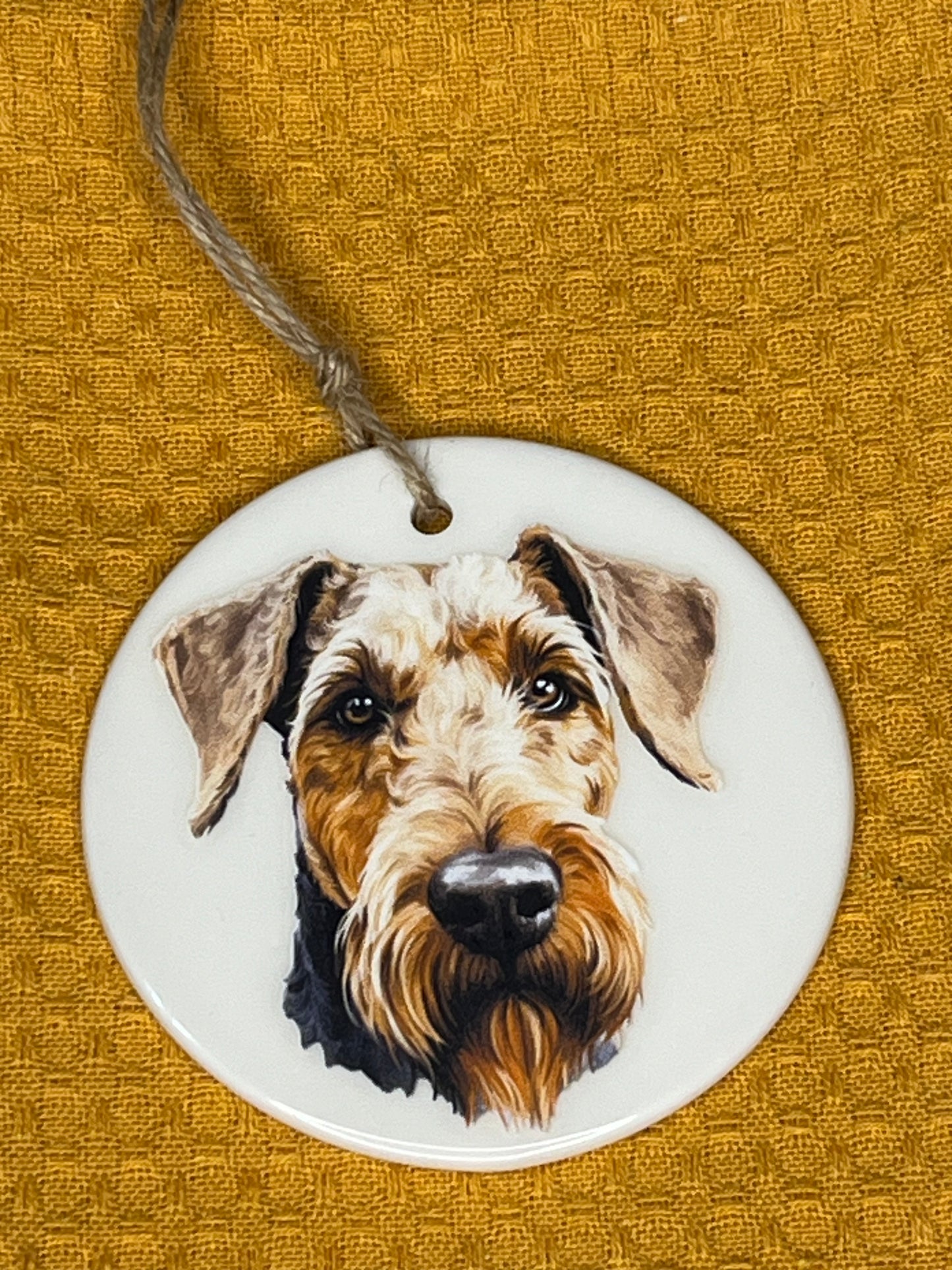 Airedale ceramic ornament