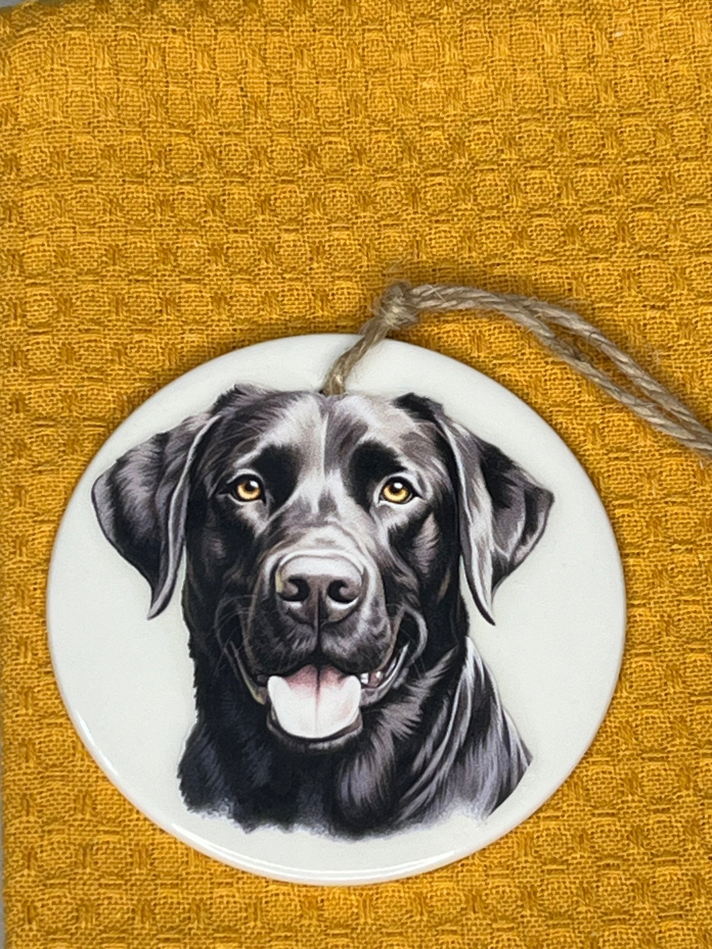 Chocolate Labrador ceramic ornament