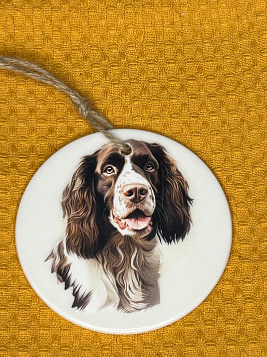 Springer spaniel ceramic ornament