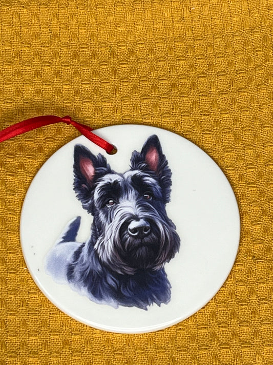 Scottish terrier ceramic ornament