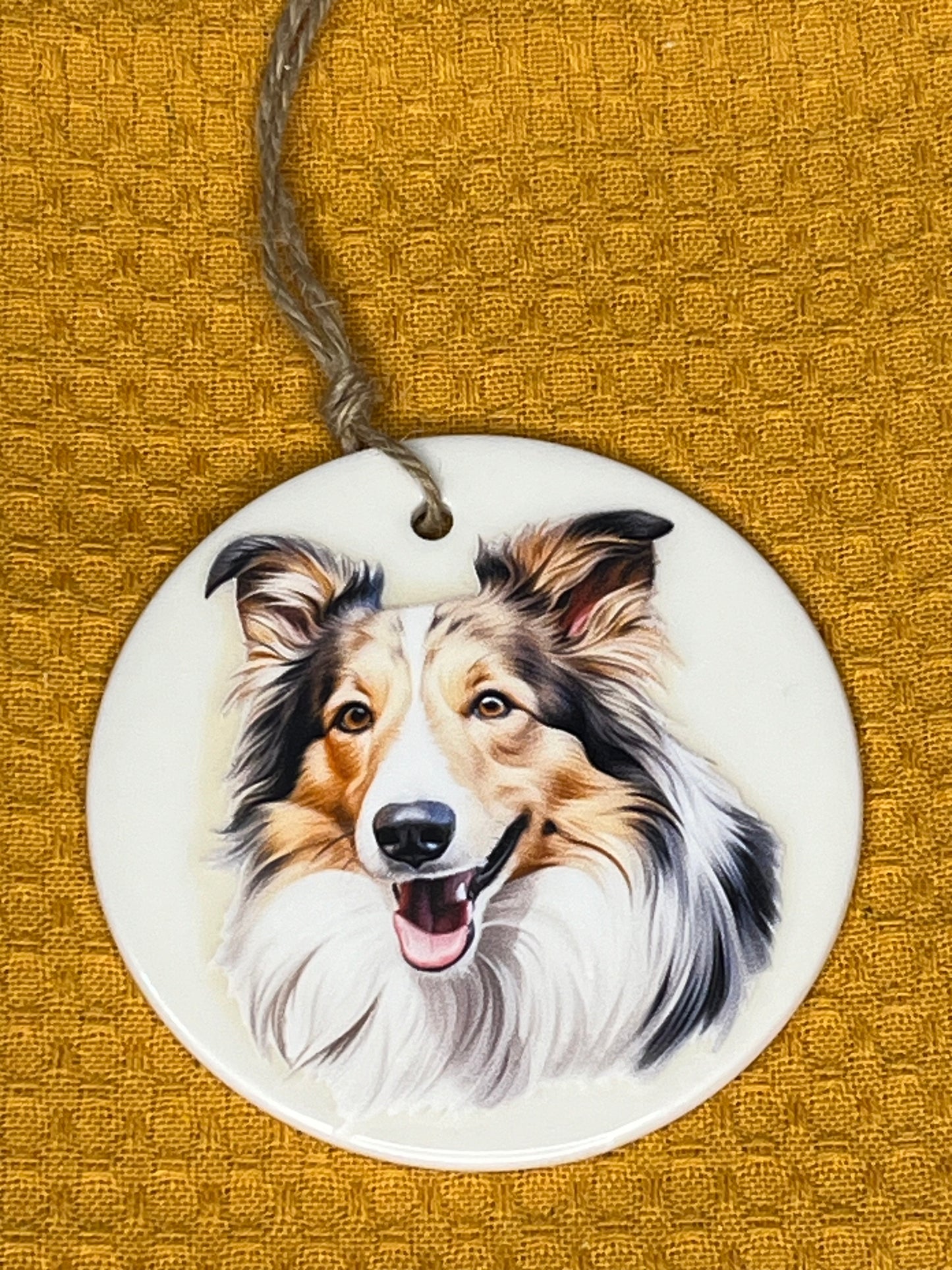 Collie ceramic ornament