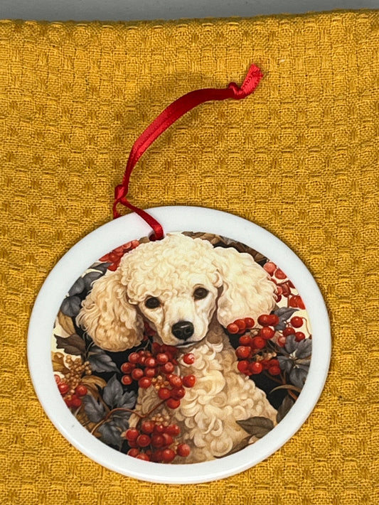 Miniature poodle Christmas ornament