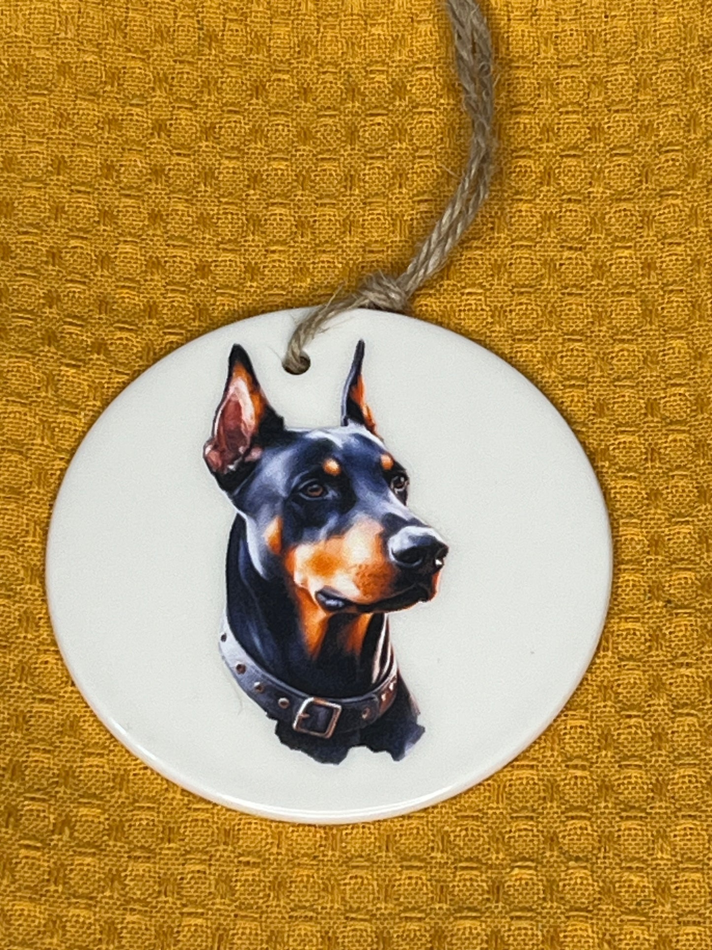 Doberman ceramic ornament