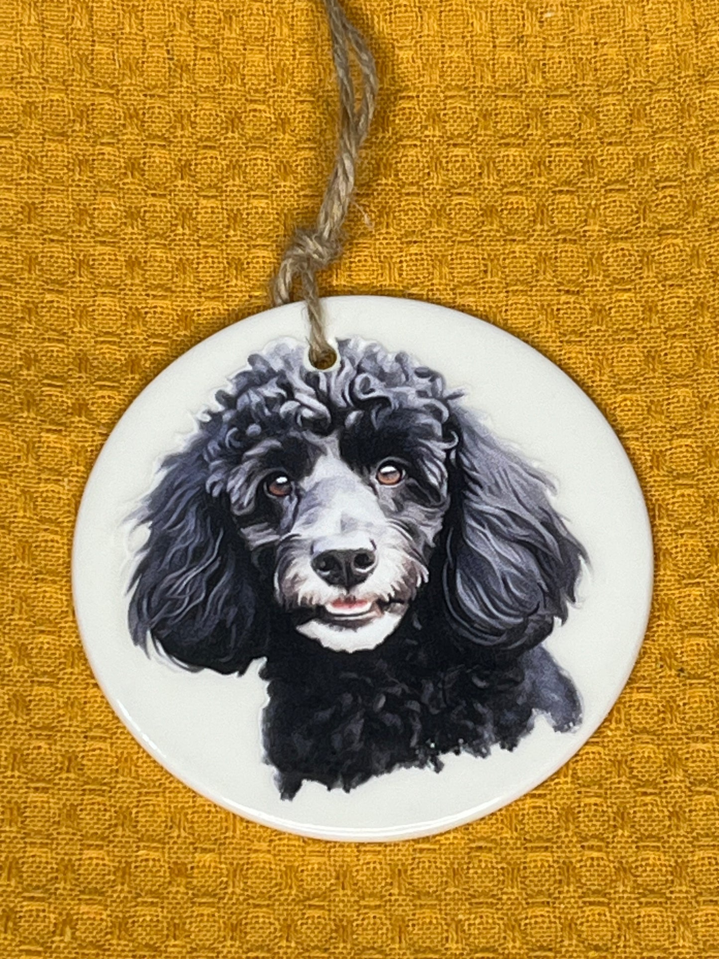 miniature poodle (Black) ceramic ornament