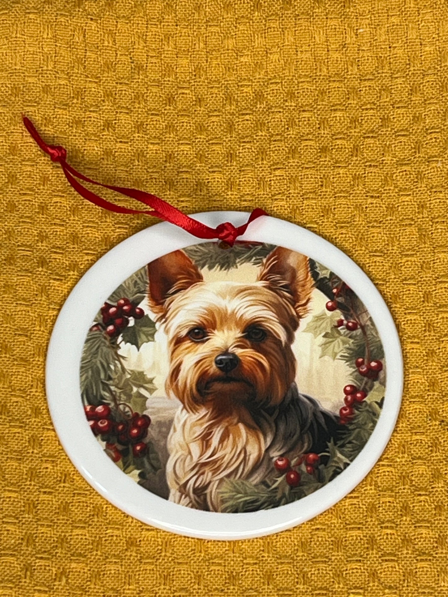 Yorkie Christmas ornament