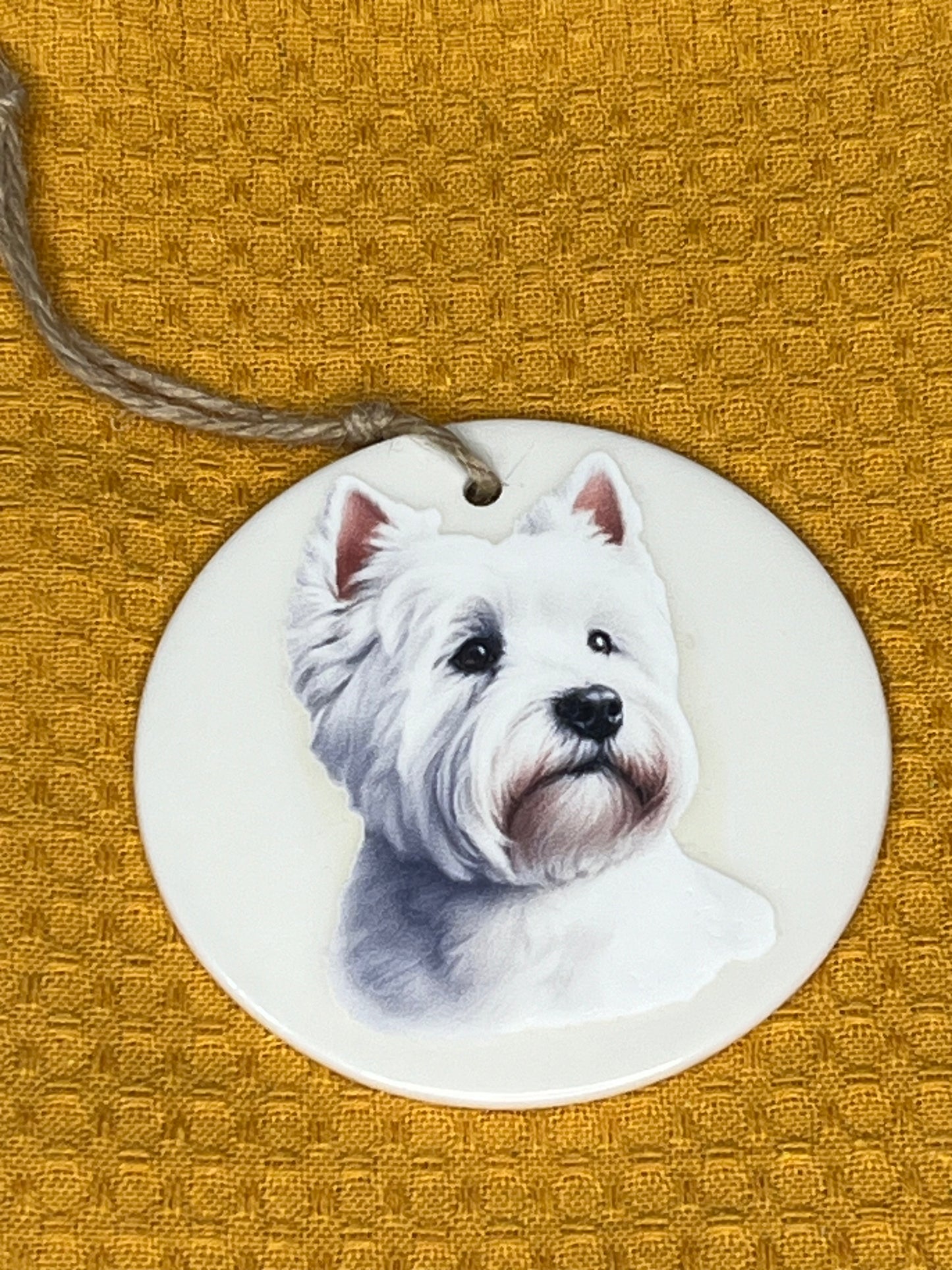 Westie head shot ceramic ornament