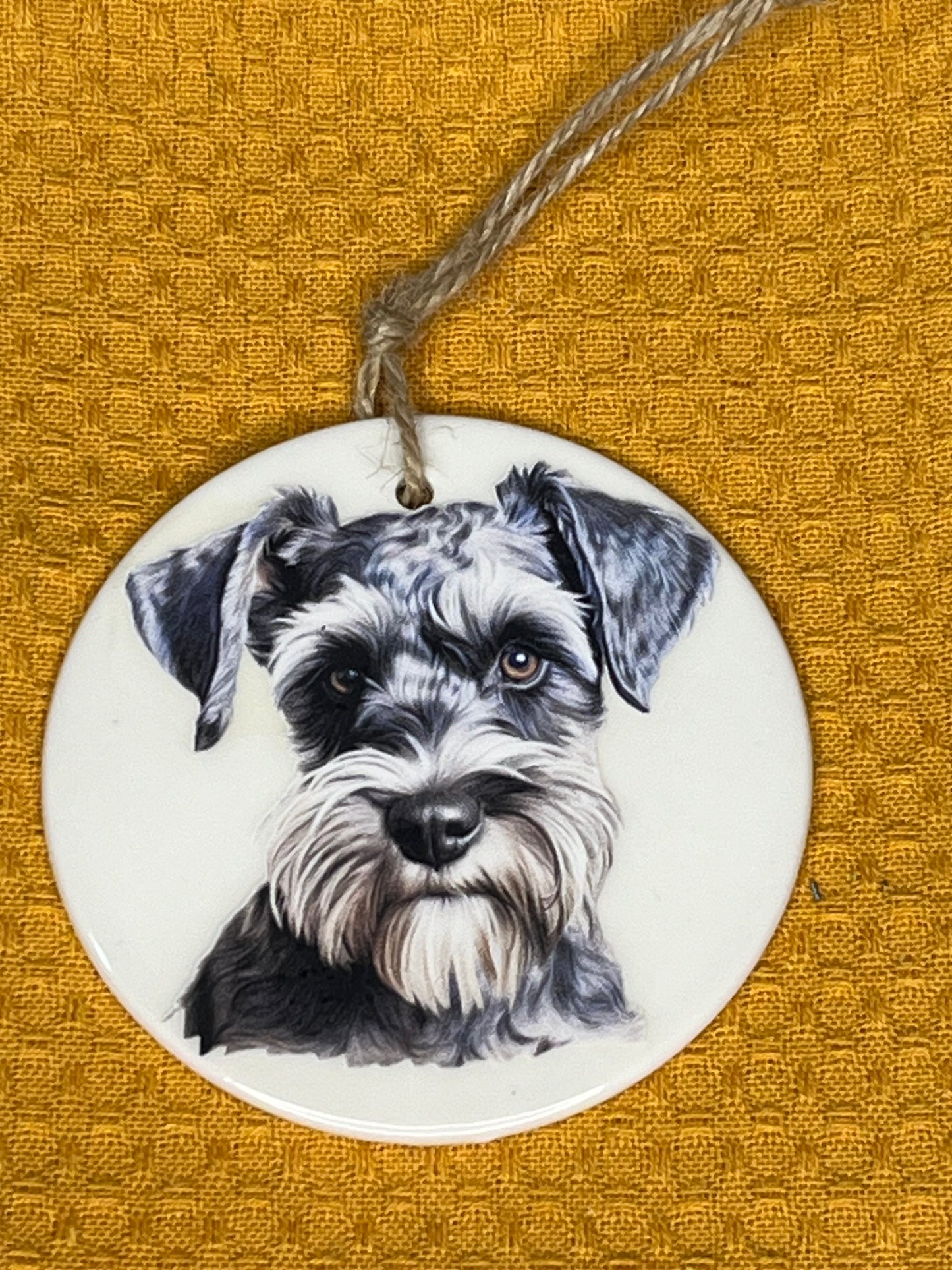 Schnauzer ceramic ornament