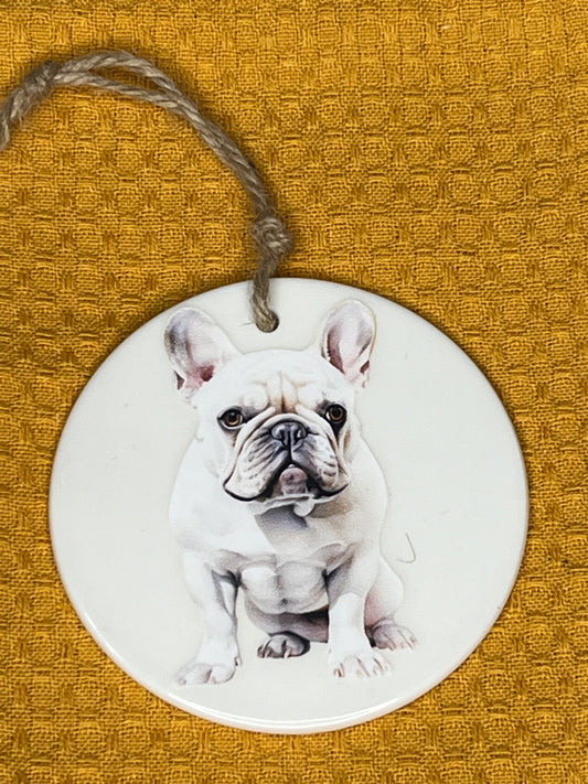 French bulldog ( White) ceramic ornament