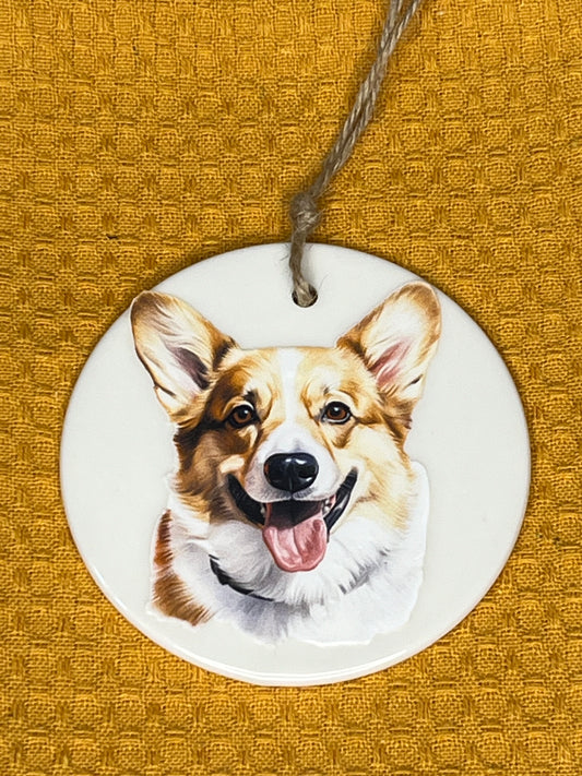 Corgi ceramic ornament