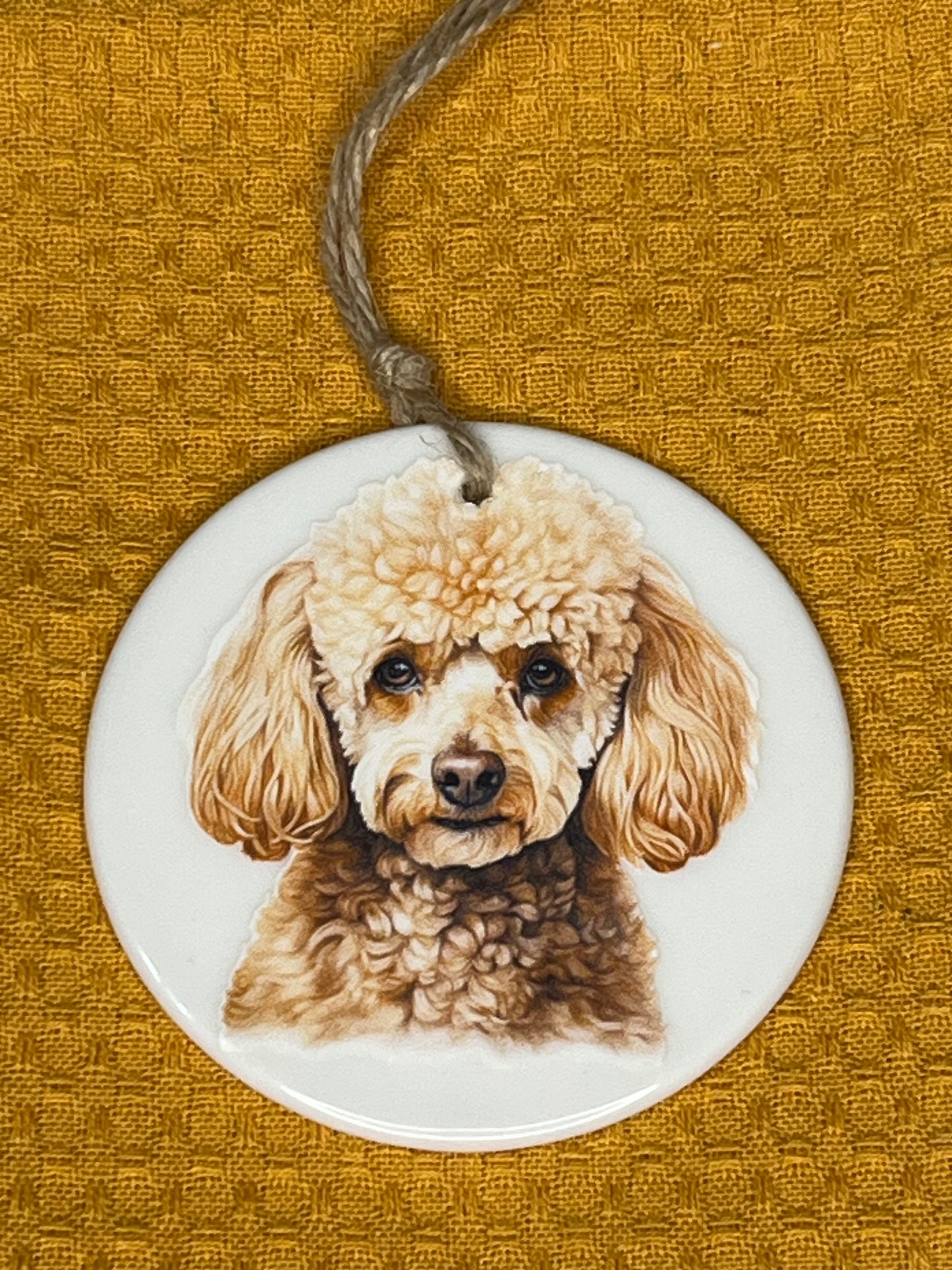 Toy poodle ceramic ornament