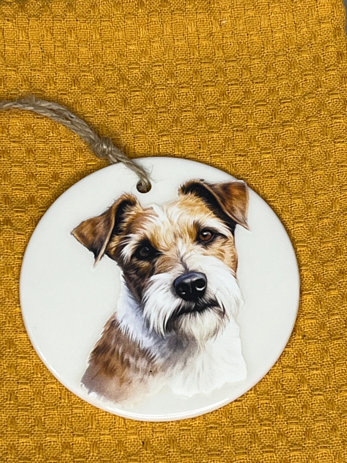 Jack Russell terrier ceramic ornament