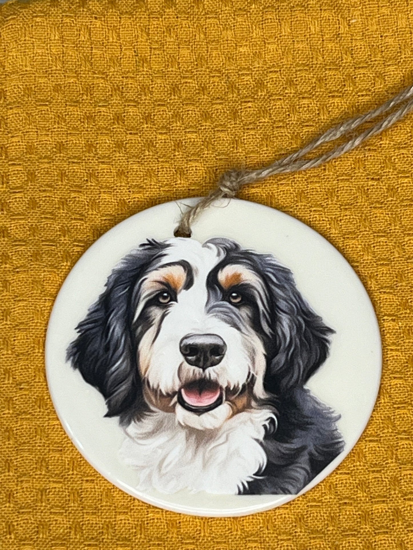 Bernadoodle ceramic ornament