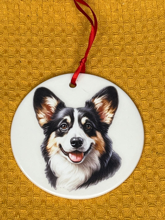 Corgi ceramic ornament