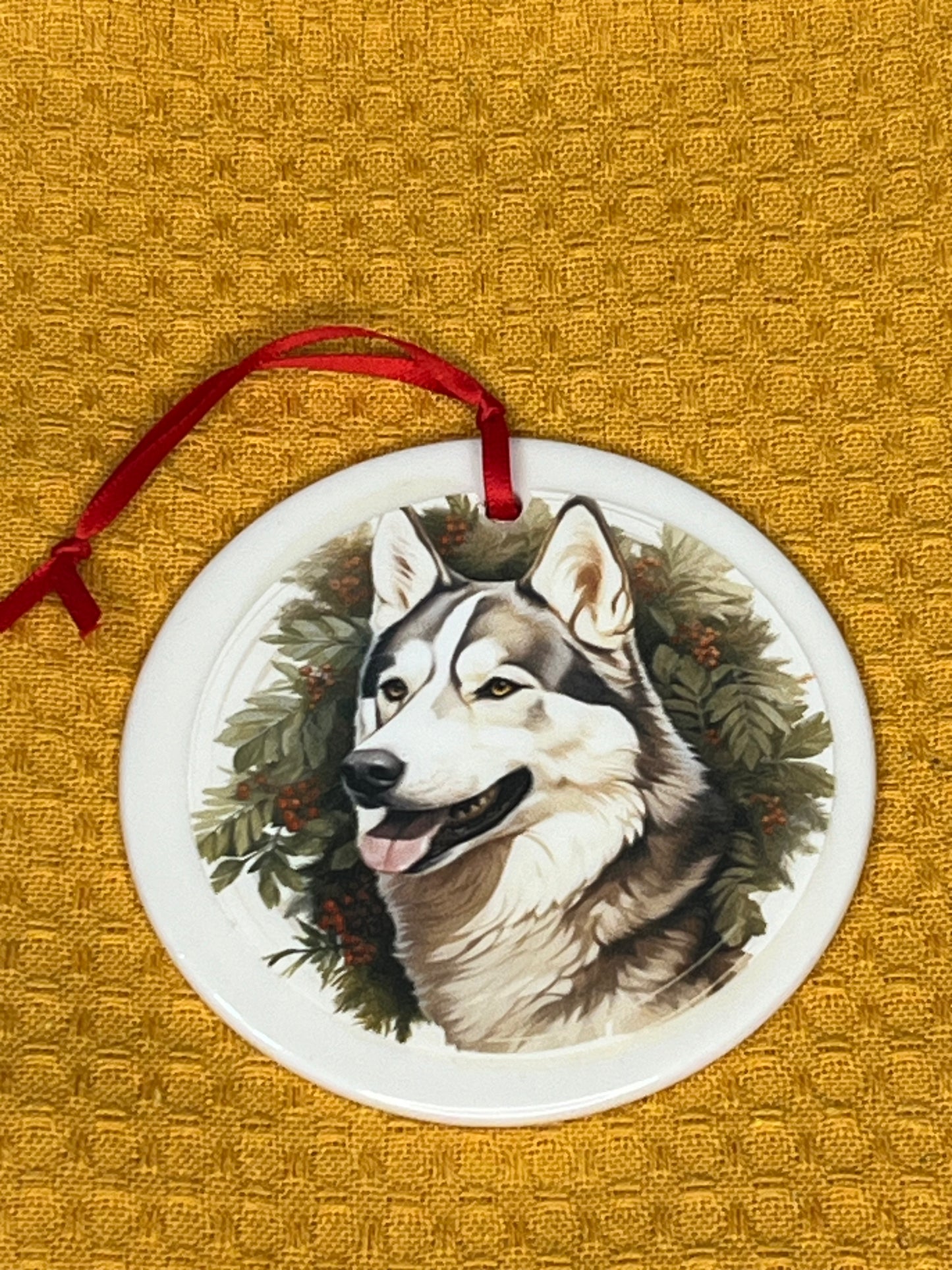 Siberian husky Christmas ornament