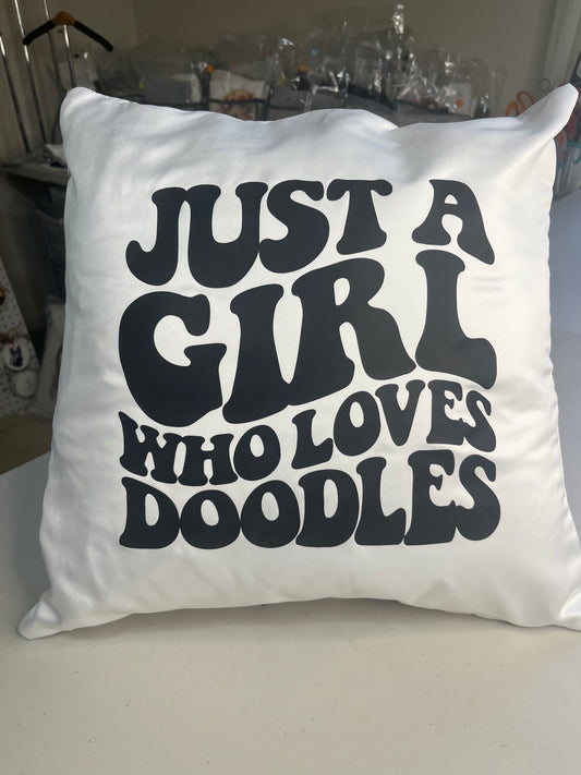 Just a girl who loves doodles decorative pillow