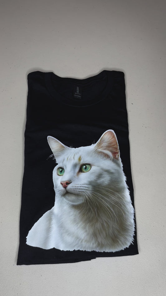 Domestic white cat T-shirt